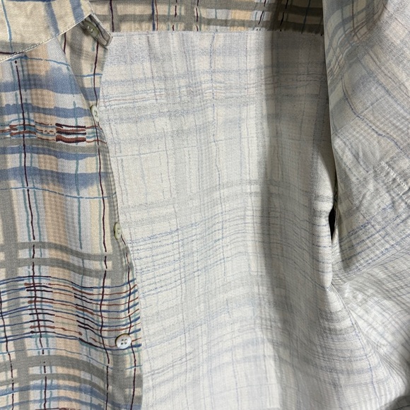 Men’s Tori Richard 100% silk button down shirt in casual loose earth tones plaid - Picture 6 of 6